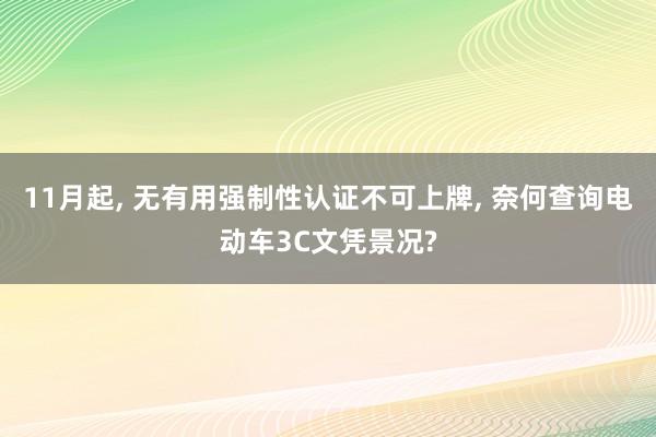 11月起, 无有用强制性认证不可上牌, 奈何查询电动车3C文凭景况?